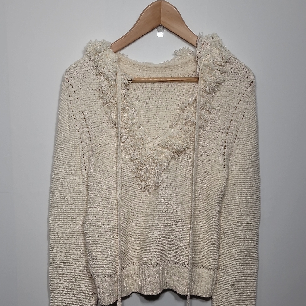 Bohemian Chic Cream V-Neck Sweater for Women